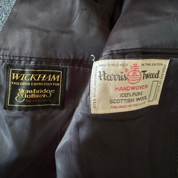 Vintage Harris Tweed Blue Gray Wool Woven in Scotland Sport Coat Blazer 40R - Picture 9 of 9